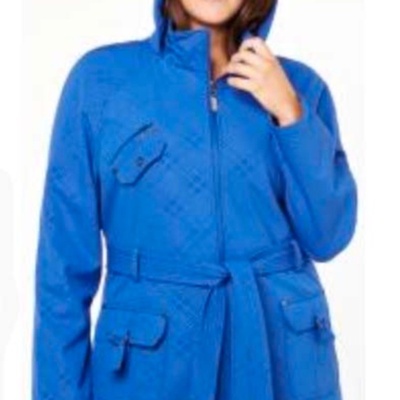 JACKET, CHILLAX SOFT SHELL, ULTRA BLUE, SIZE 4X, HOOD, BELT, POCKETS, EMBOSSED - Picture 1 of 1